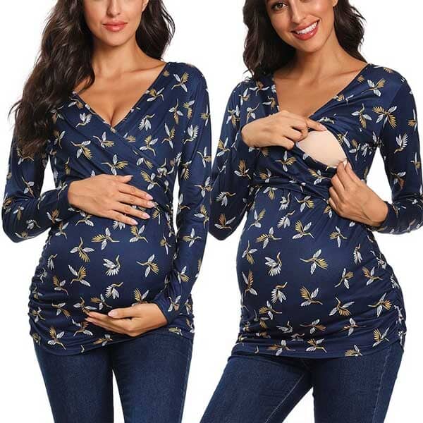 Chemises De Maternité à Manches Longues Fendues Sur Le Côté