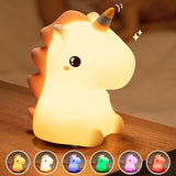 unicorn Cute Silicone LED Night Light For Kids children USB Rechargeable Cartoon Animal bedroom decor Touch Night Lamp for gifts 0 Omamans 