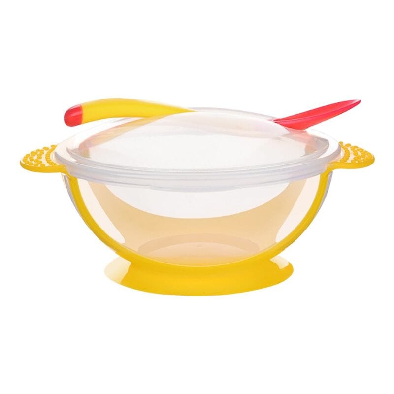 Assiette Bébé En Acier Inoxydable Avec Ventouses Et Couvercle - Assiette Antidérapante 3 Compartiments + Couverts