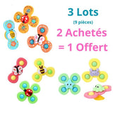 Spinner Bébé 3PCS - Jouet Bain Sensoriel Rotatif Avec Ventouse, Éveil Et Coordination Pour Bébé Dès 12 Mois