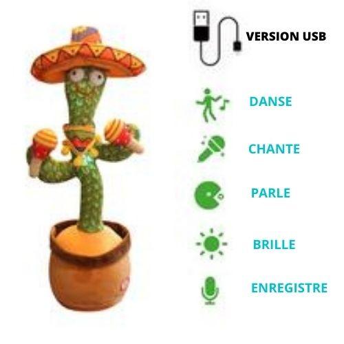 Cactus Qui Danse et Répète Francais,Le Cactus Qui Parle et Qui  Danse,Talking Cactus Peluche Musical Bebe,Jouet Cactus Qui