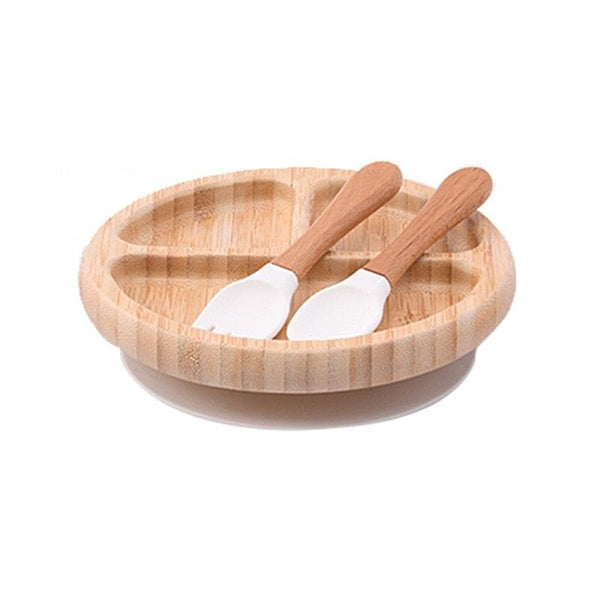 Avanchy Assiette En Bambou Pour Bébé – Ventouse En Silicone – Assiettes Et Bols Pour Tout-petits – 9 Mois Et Plus – 17,8 X 5,1 Cm (gris