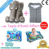 ÉLÉPHANT PELUCHE GÉANTE Omamans Pack de Luxe: Éléphant + Nid d'Ange +Tapis d'Eveil GRATUIT Gris 